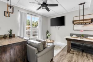 Sandy Springs Georgia airbnb real estate photography of guest house living room area.