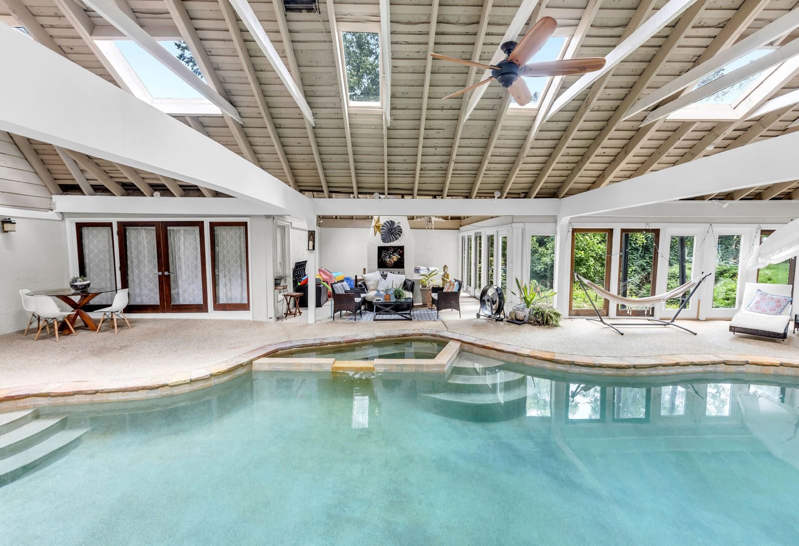 Real Estate photo Airbnb indoor swimming pool in Sandy Springs, Georgia