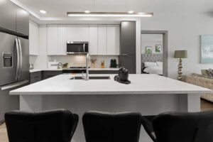 Airbnb real estate photo of kitchen in Atlanta, Georgia.