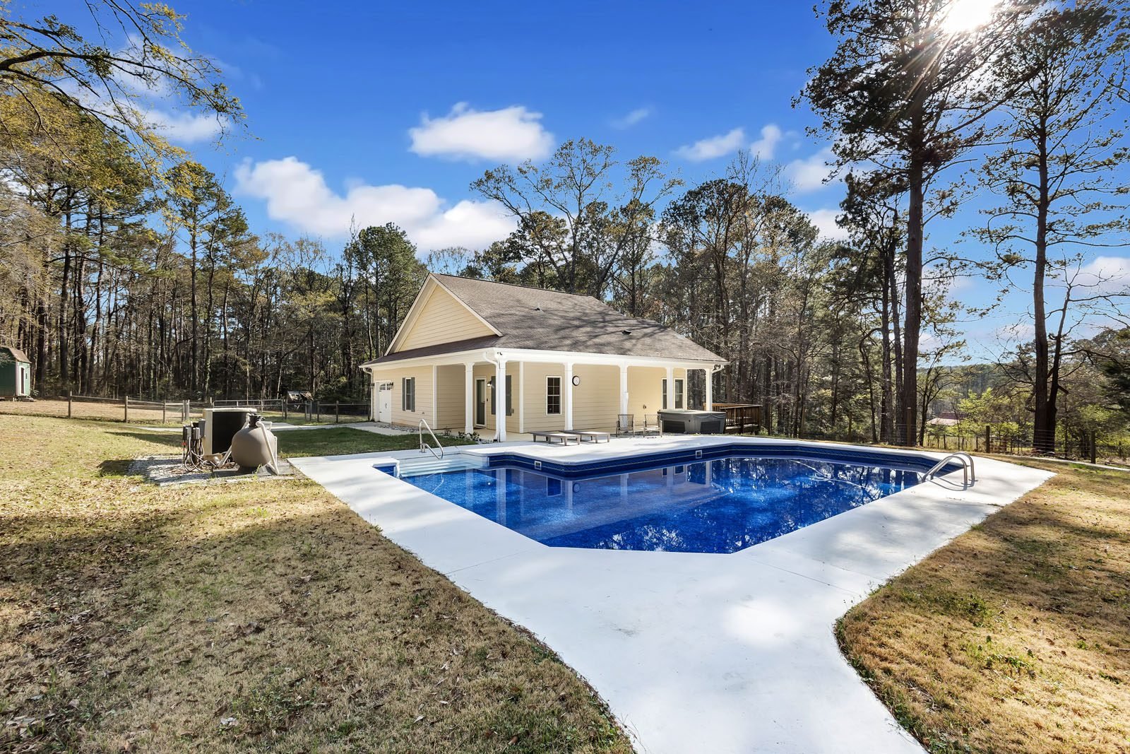Exterior Real Estate photo of guest home with a pool. Loganville, Georgia. Gwinnett County